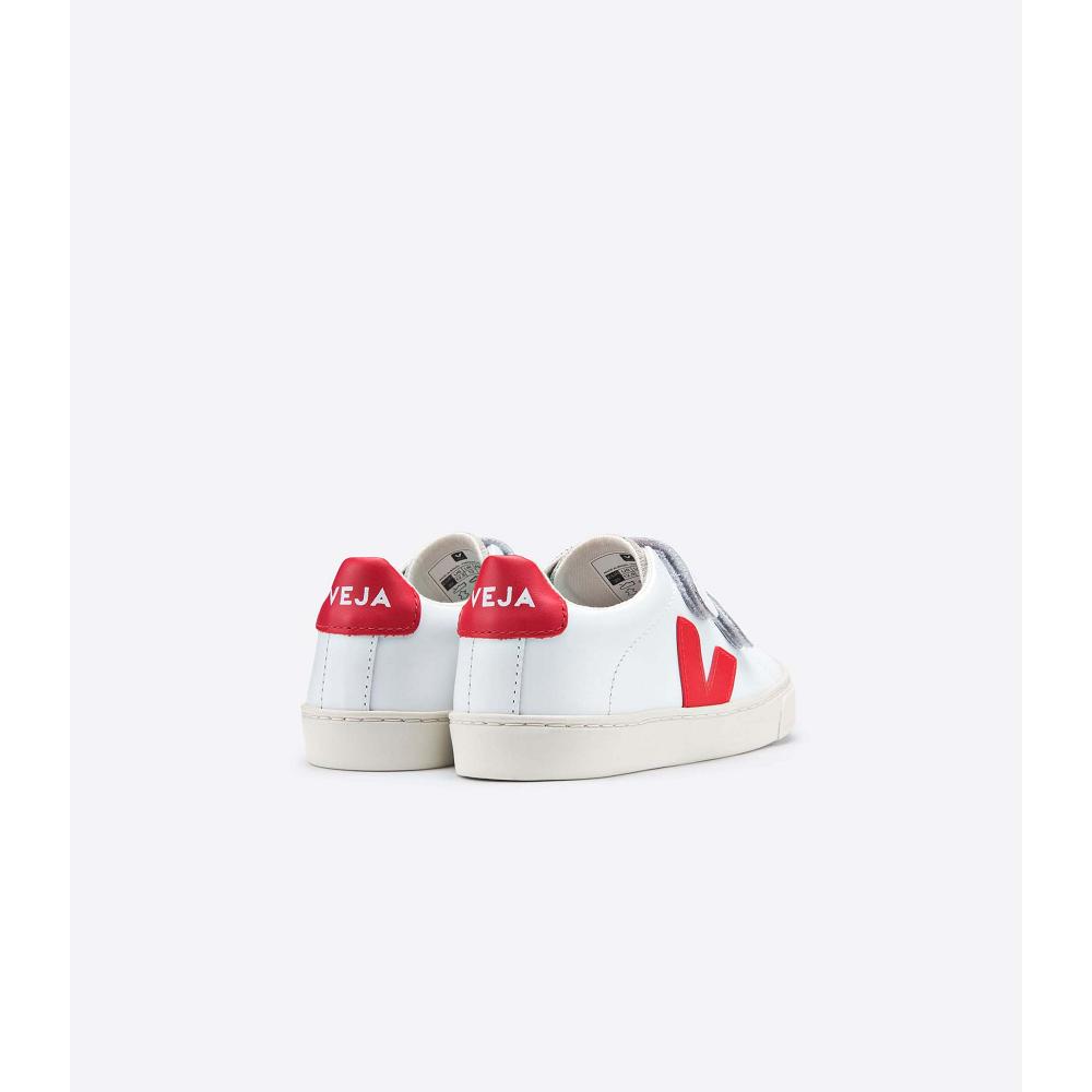 Veja ESPLAR LEATHER Joggesko Barn White/Red | NO 811ILH